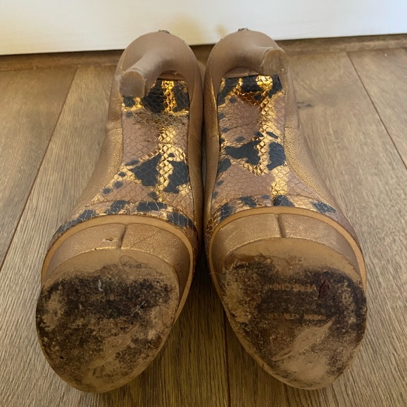 Gold Brian Atwood platform ankle booties - Picture 5 of 8